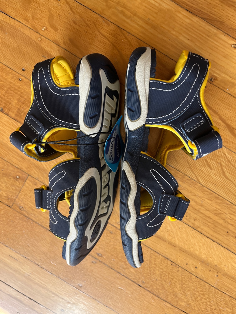 Timberland unisex blue yellow sport sandals 1 water shoes flip flops Velcro - Picture 2 of 7